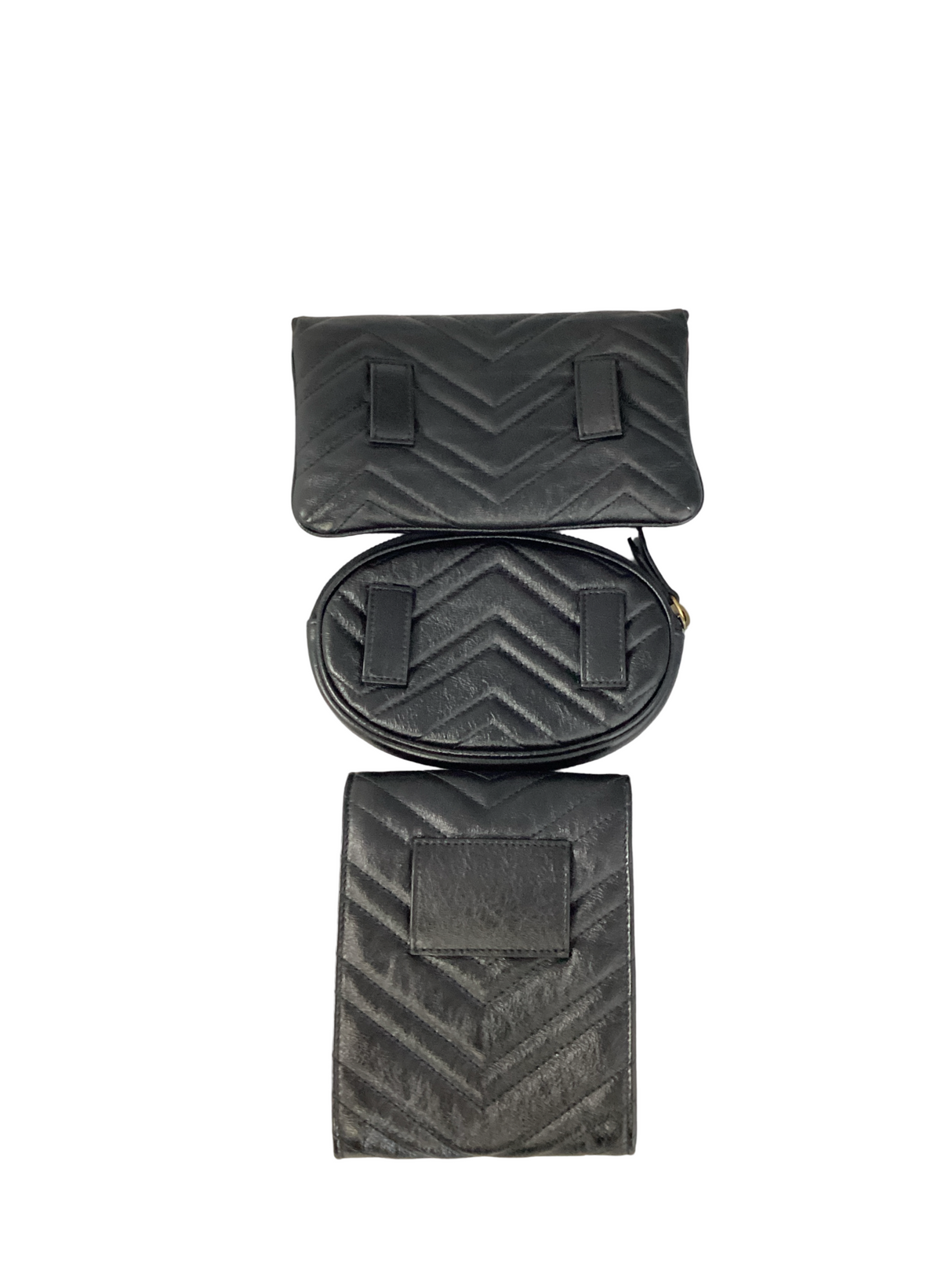 Gucci Black Double G Marmont Belt Bag Trio