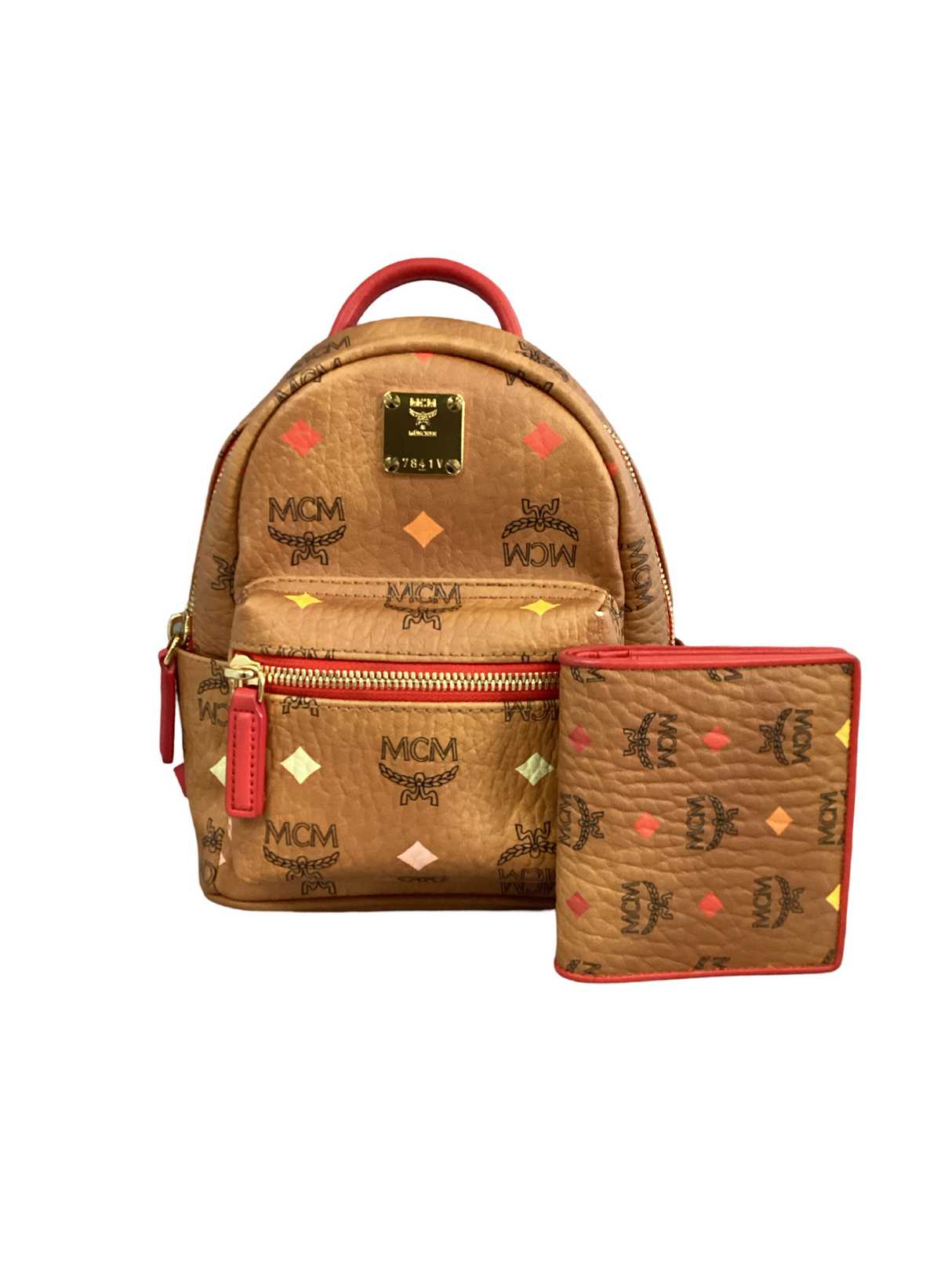 MCM Skyoptic Visetos Mini Stark Bebe Boo Backpack with wallet set