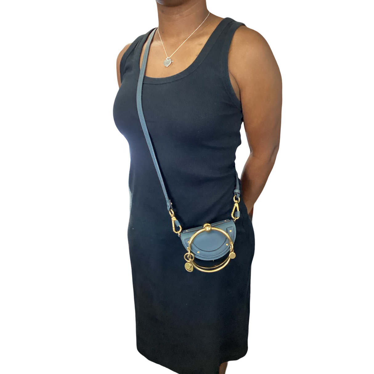 Chloe Blue Calfskin Small Nile Bracelet Bag