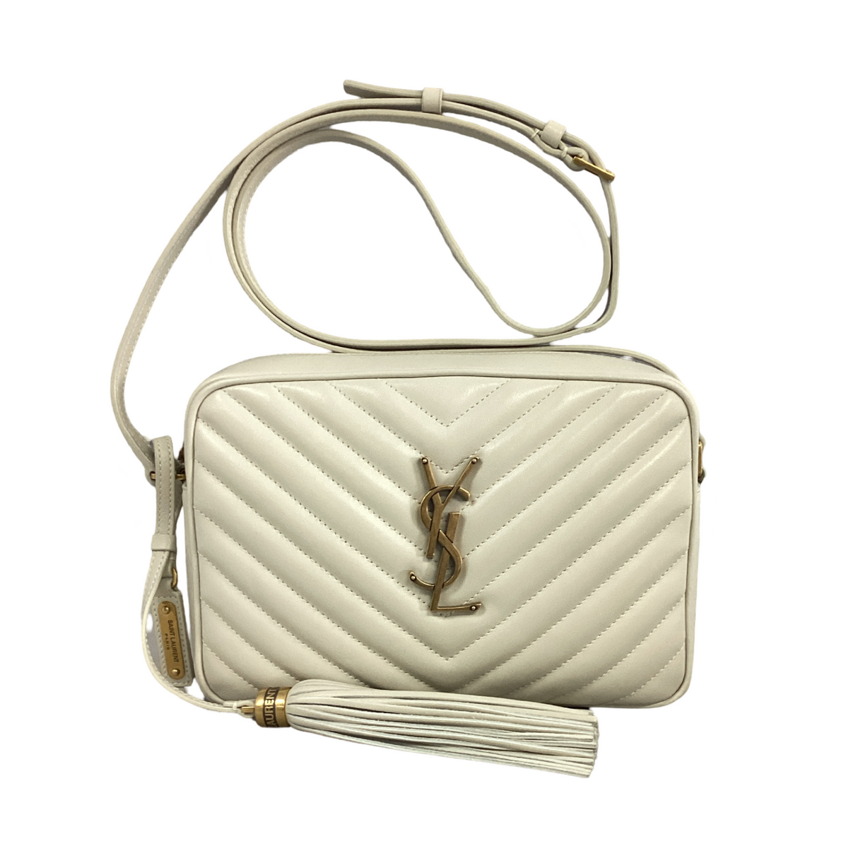Yves Saint Laurent (YSL) White Medium Lou Camera Bag