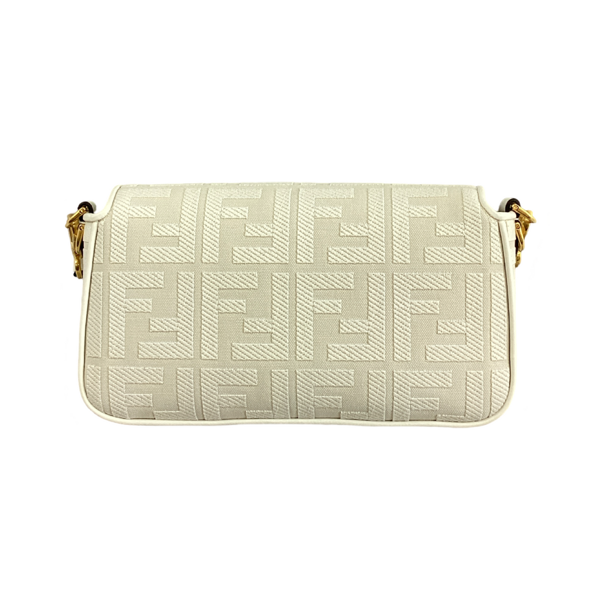 Fendi Medium White Nappa Trimmed Baguette