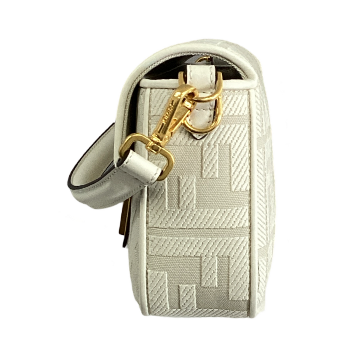 Fendi Medium White Nappa Trimmed Baguette
