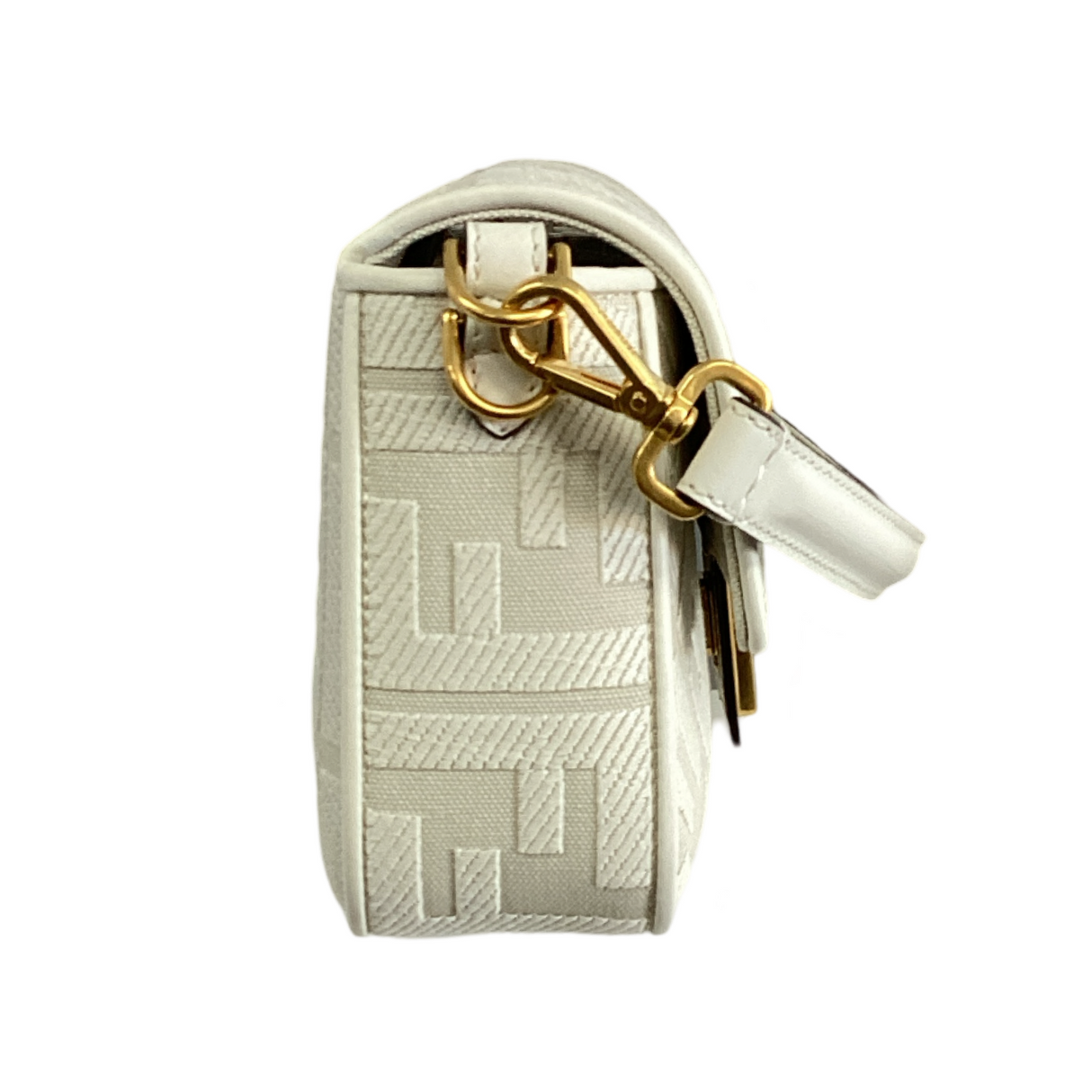 Fendi Medium White Nappa Trimmed Baguette