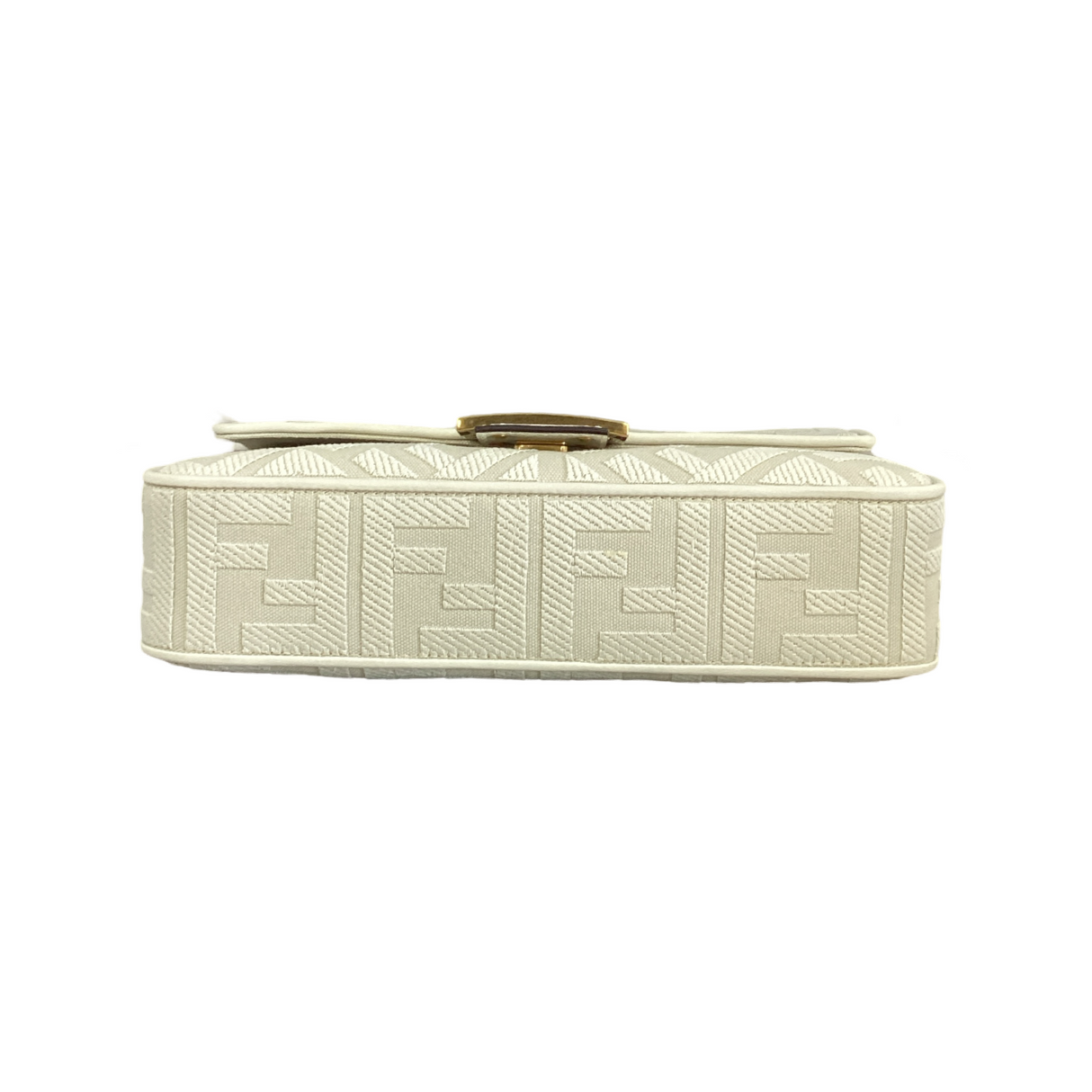 Fendi Medium White Nappa Trimmed Baguette