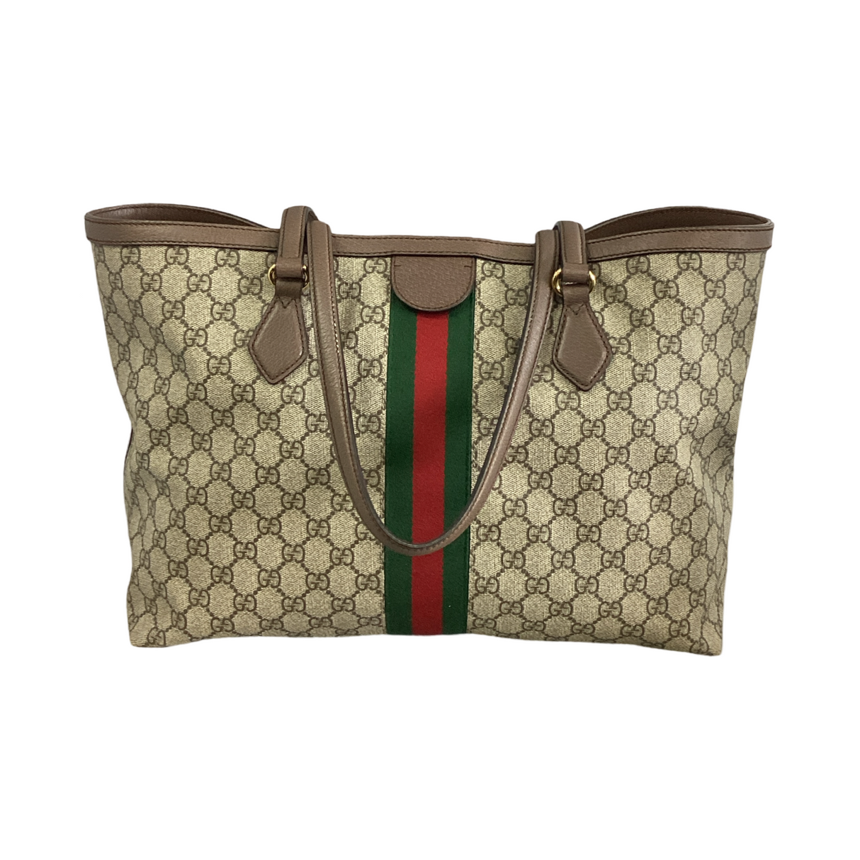 Gucci Medium GG Supreme Ophidia Shopping Tote Brown