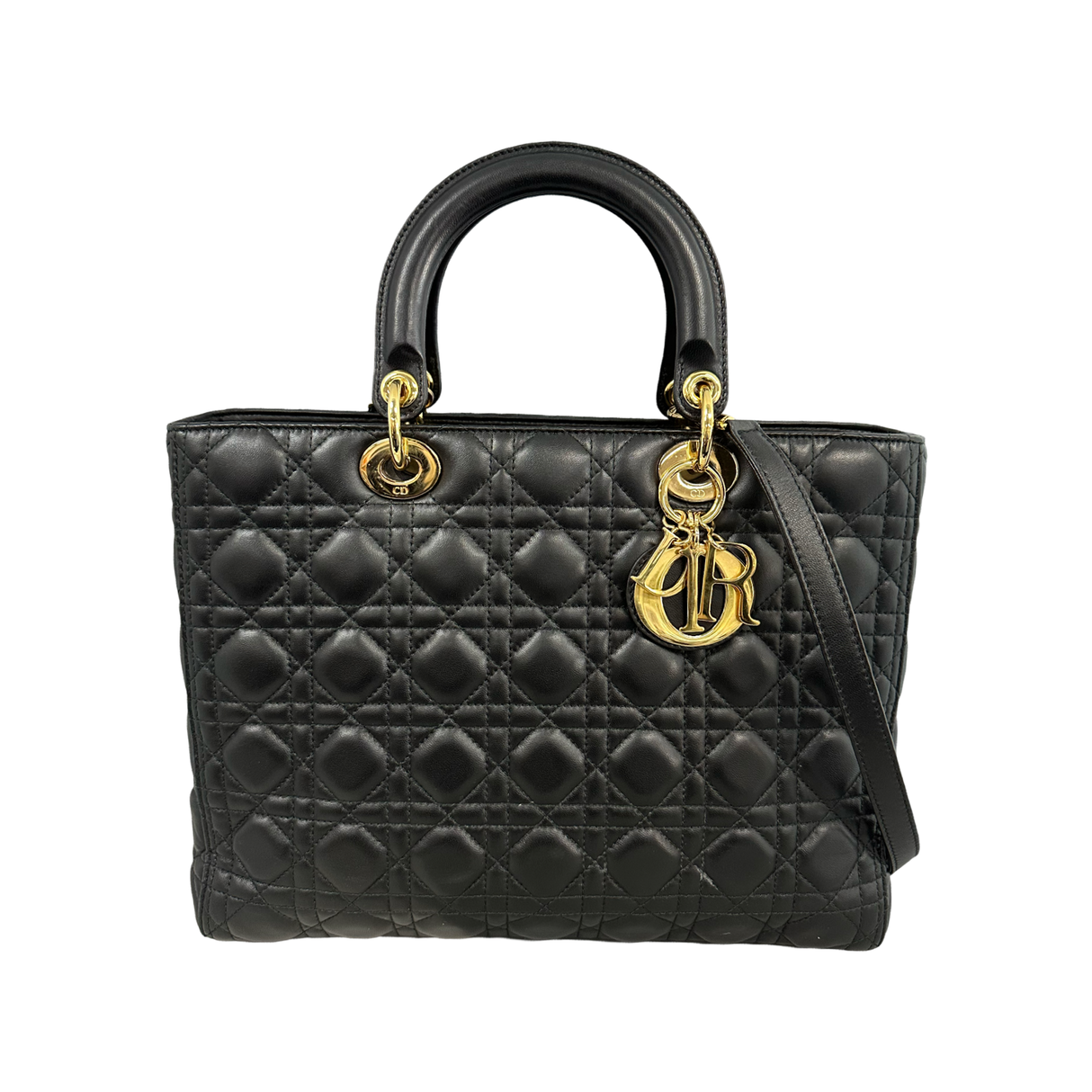 Christian Dior Black Cannage Leather Large Lady Dior