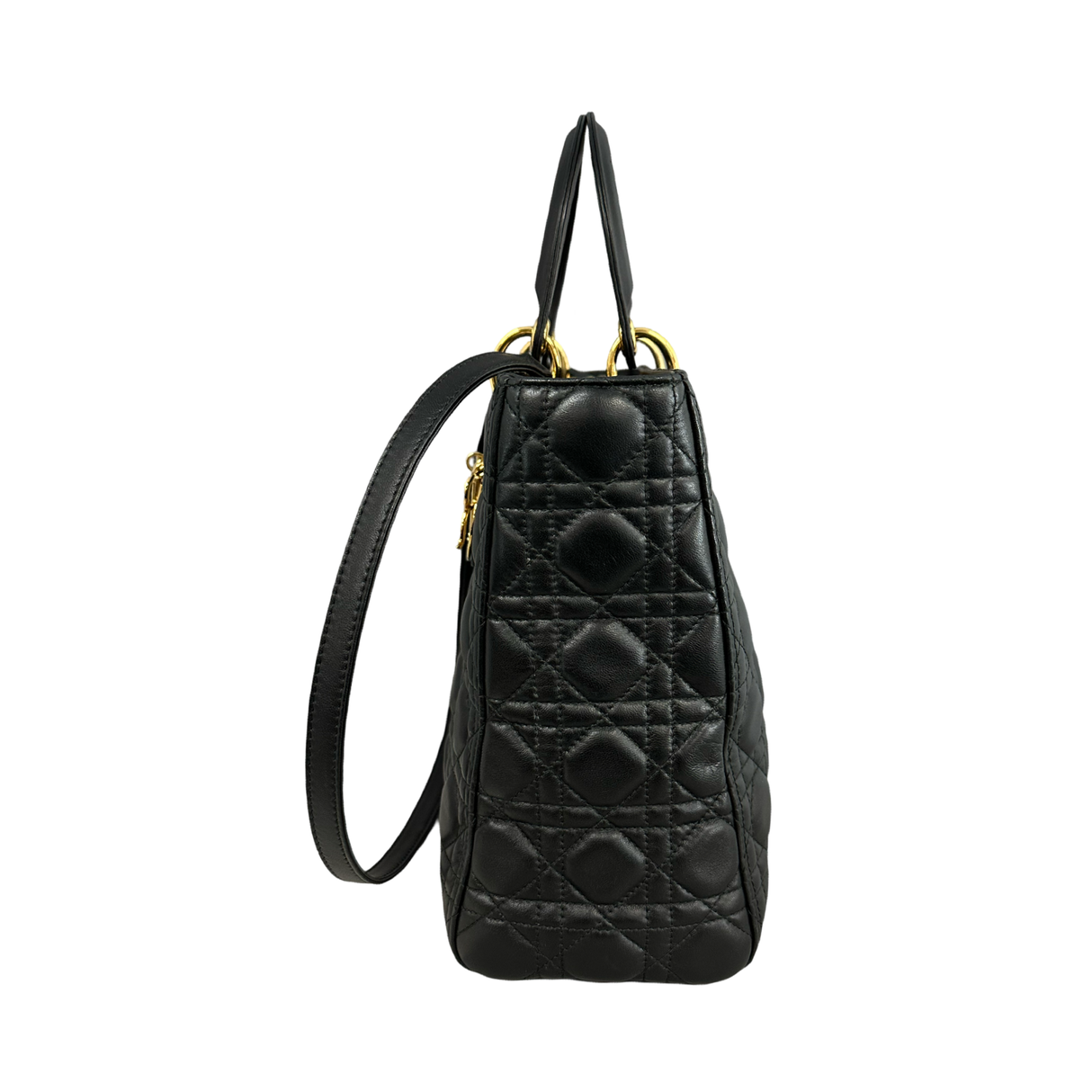 Christian Dior Black Cannage Leather Large Lady Dior