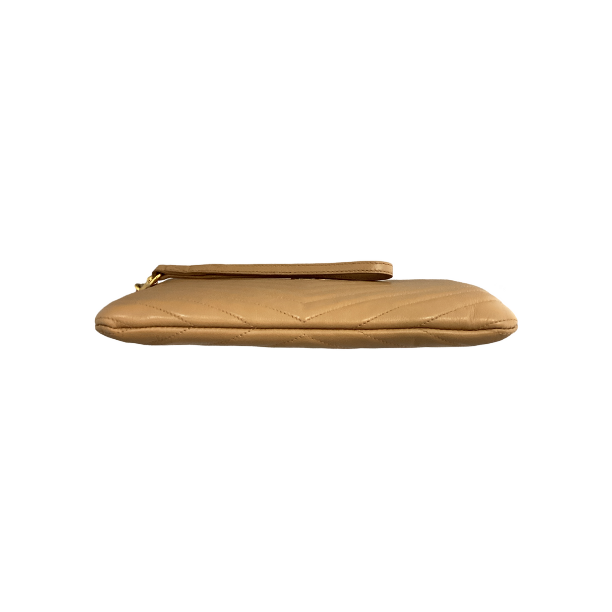 Yves Saint Laurent (YSL) Tan Chevron Matelasse Cassandre Wristlet