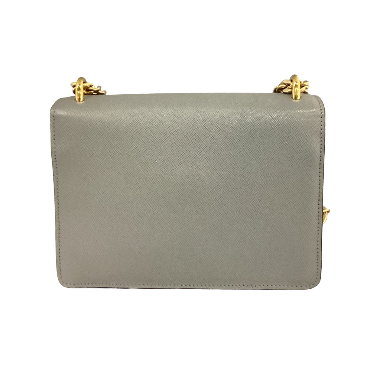 Prada Saffiano Blue Gray Envelope Chain Bag