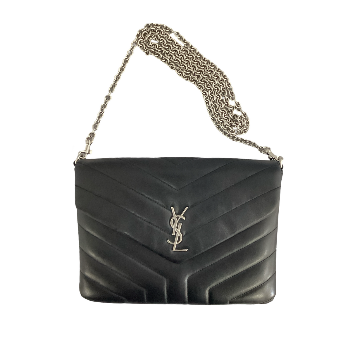 Saint Laurent (YSL)Black with Silver Hardware Wallet on Chain