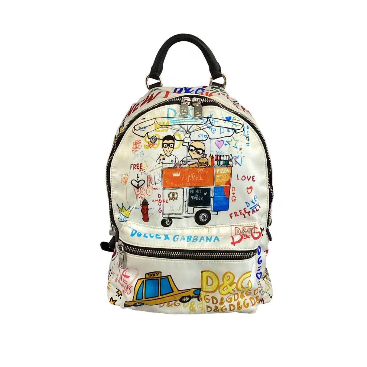 Dolce & Gabbana Nylon Multicolor Graffiti Small Backpack