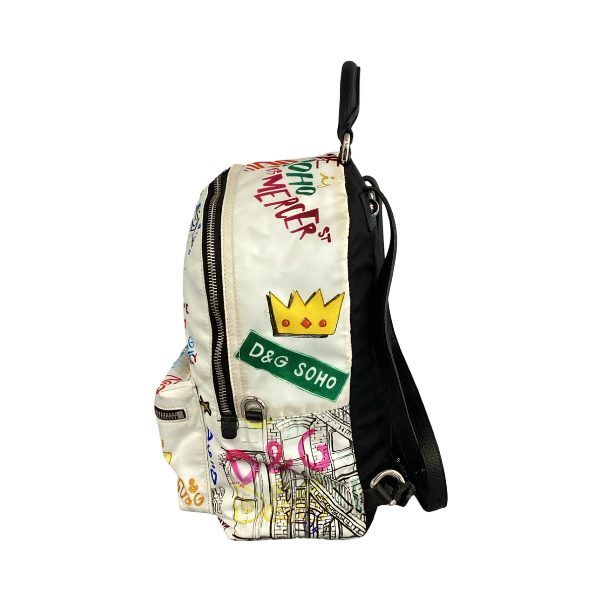 Dolce & Gabbana Nylon Multicolor Graffiti Small Backpack