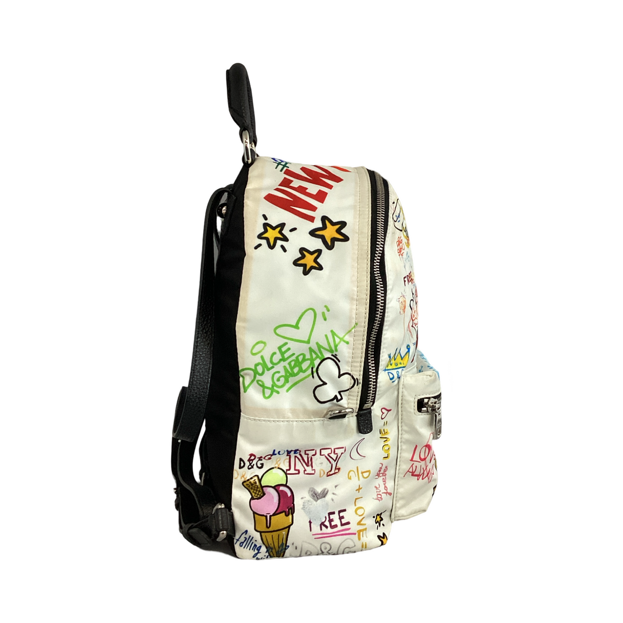 Dolce & Gabbana Nylon Multicolor Graffiti Small Backpack