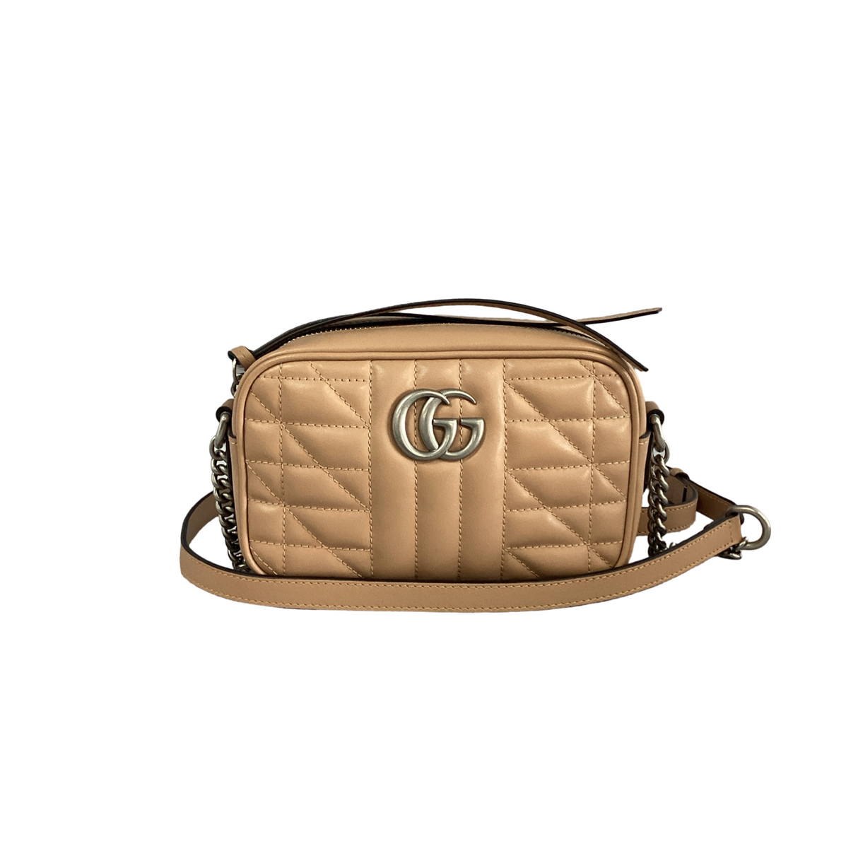 Gucci Calfskin Buff Marmont Aria Small Chain Bag