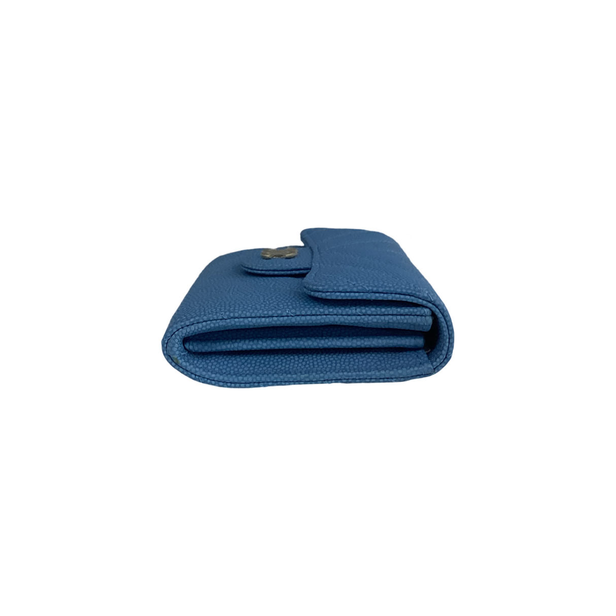 Chanel Blue Chevron Quilted Card Holder