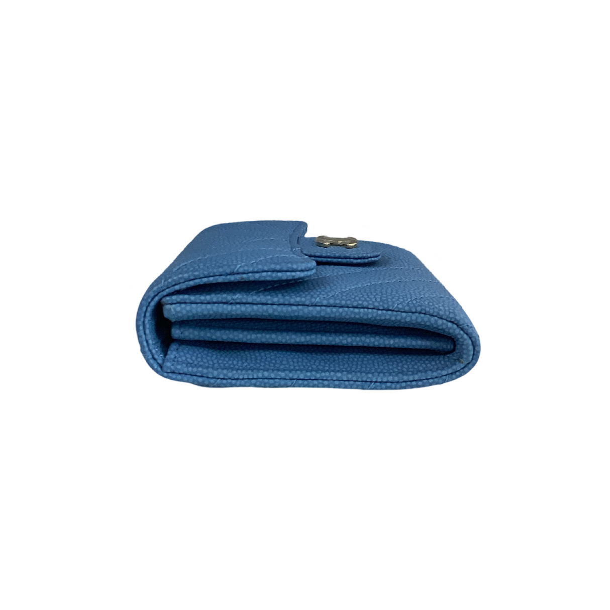 Chanel Blue Chevron Quilted Card Holder