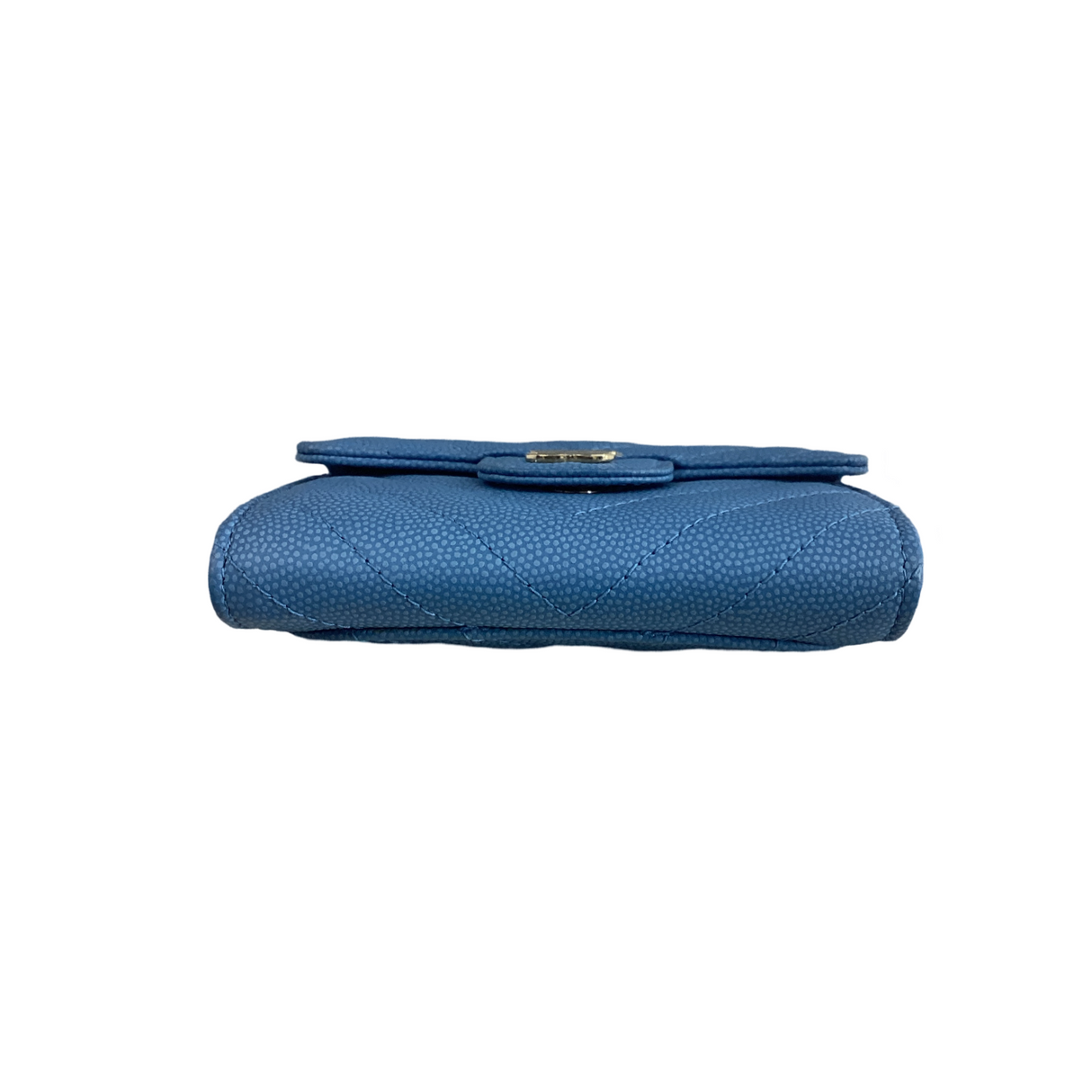 Chanel Blue Chevron Quilted Card Holder