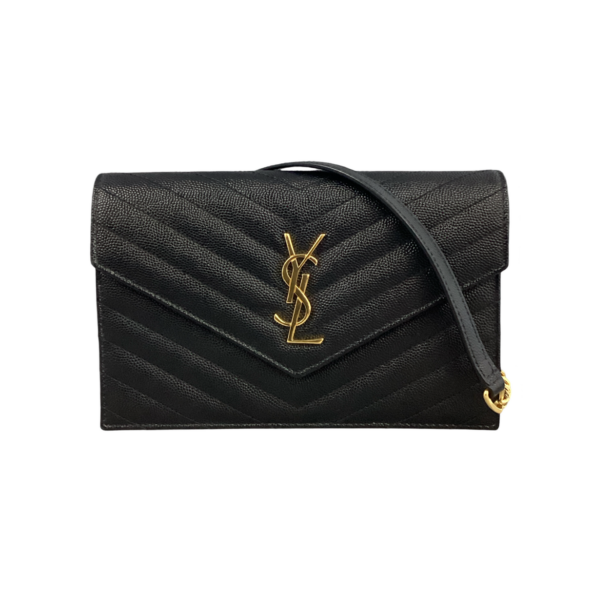 Saint Laurent (YSL) Black Cassandre Envelope Wallet On Chain