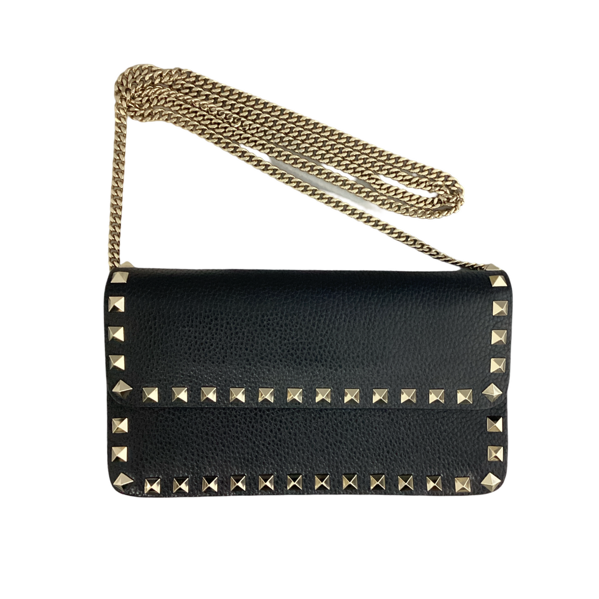 Valentino Black Rockstud Wallet on Chain