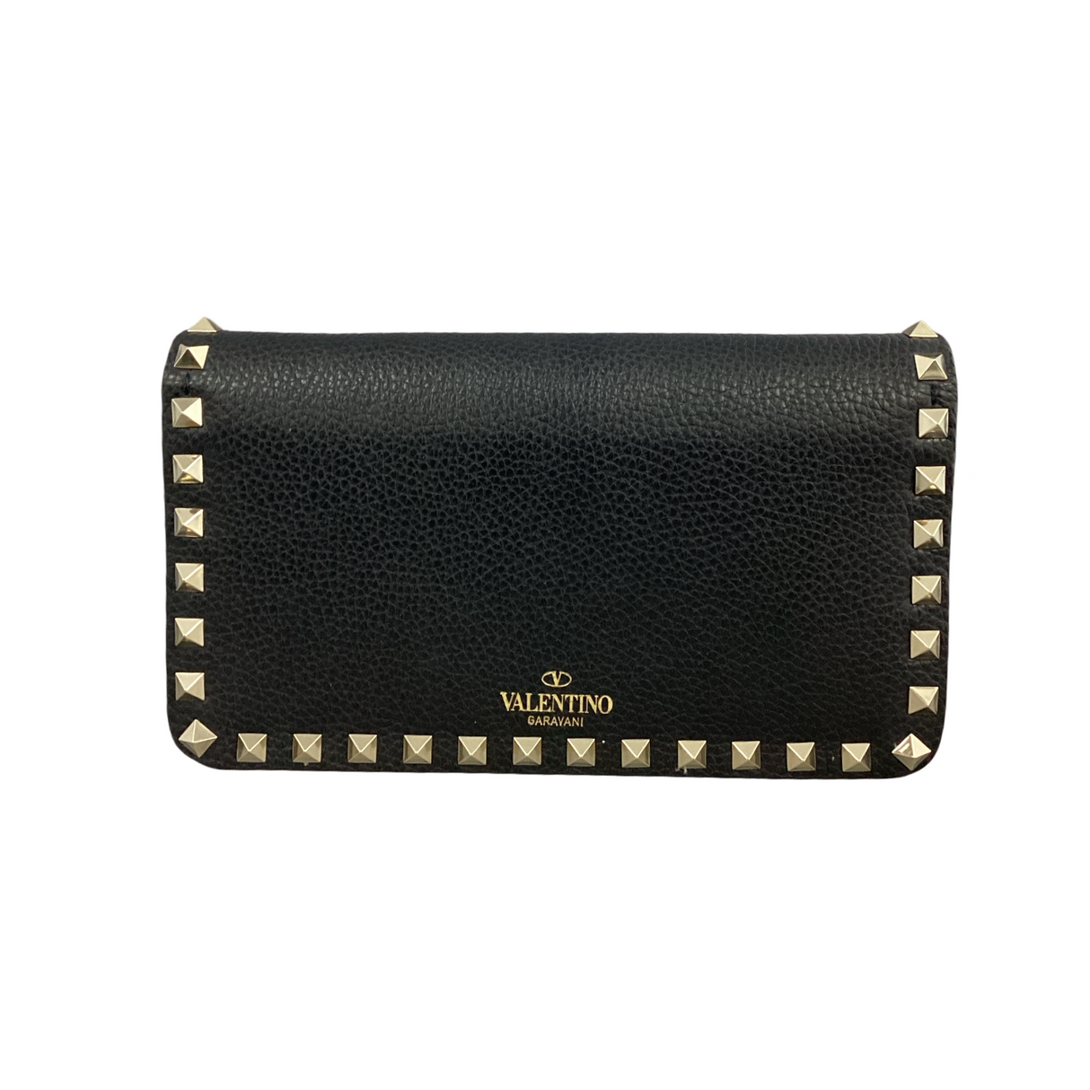Valentino Black Rockstud Wallet on Chain