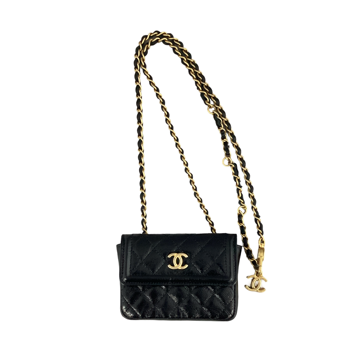 Chanel CC Shiny Aged Calfskin Mini Chain Belt Bag
