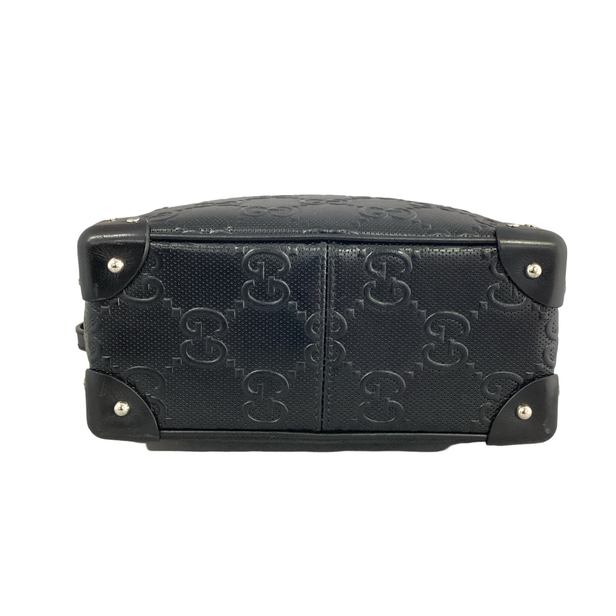 Gucci Black GG Embossed Soft Leather Trunk Shoulder Bag