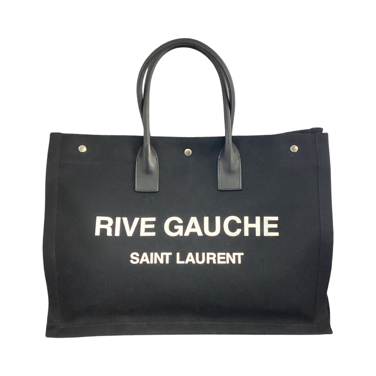 Saint Laurent (YSL) Black Rive Gauche Canvas Tote Large