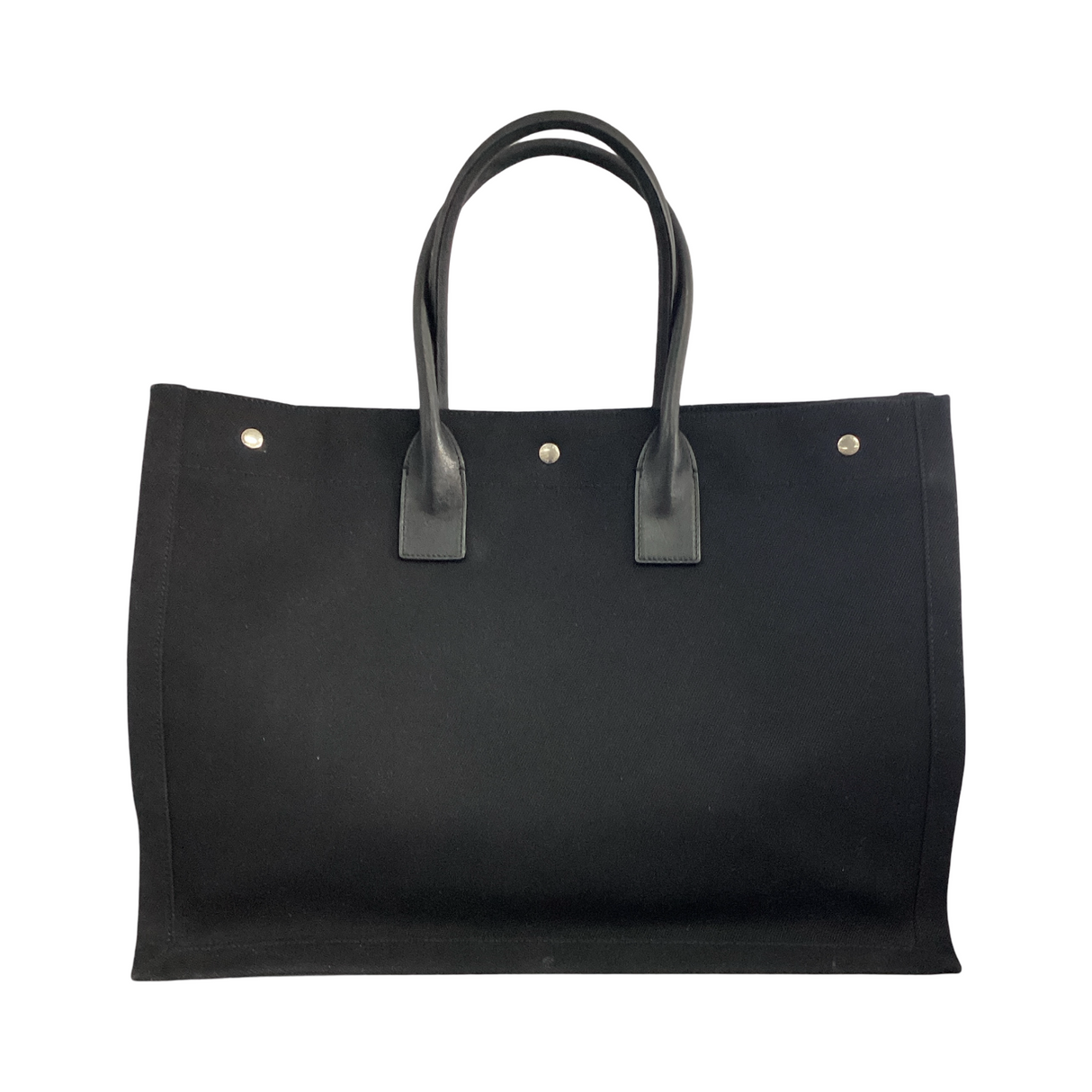 Saint Laurent (YSL) Black Rive Gauche Canvas Tote Large