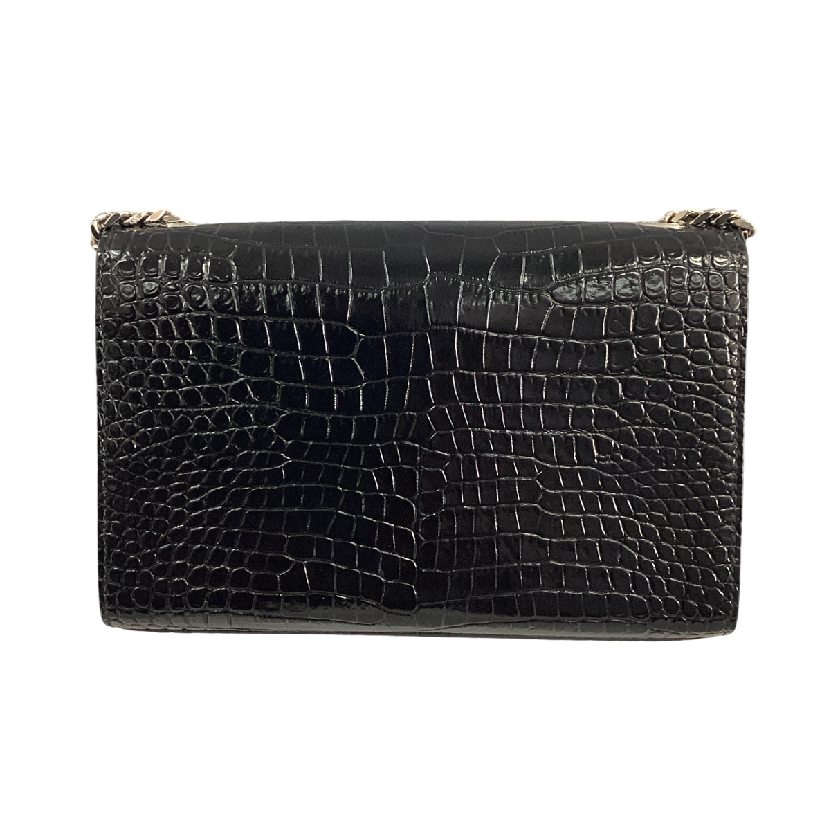 Saint Laurent(YSL) Medium Black Embossed Crocodile leather Kate