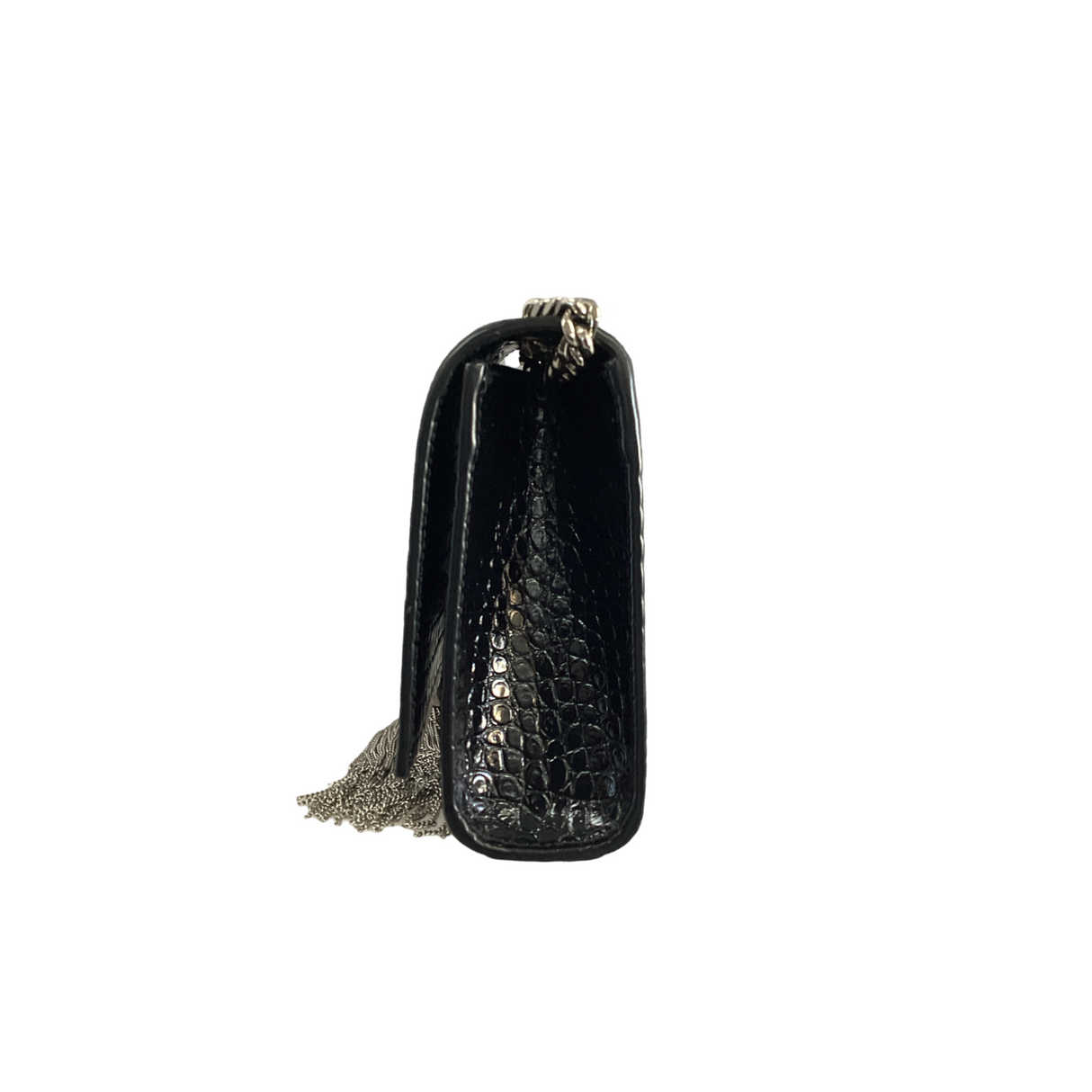 Saint Laurent(YSL) Medium Black Embossed Crocodile leather Kate