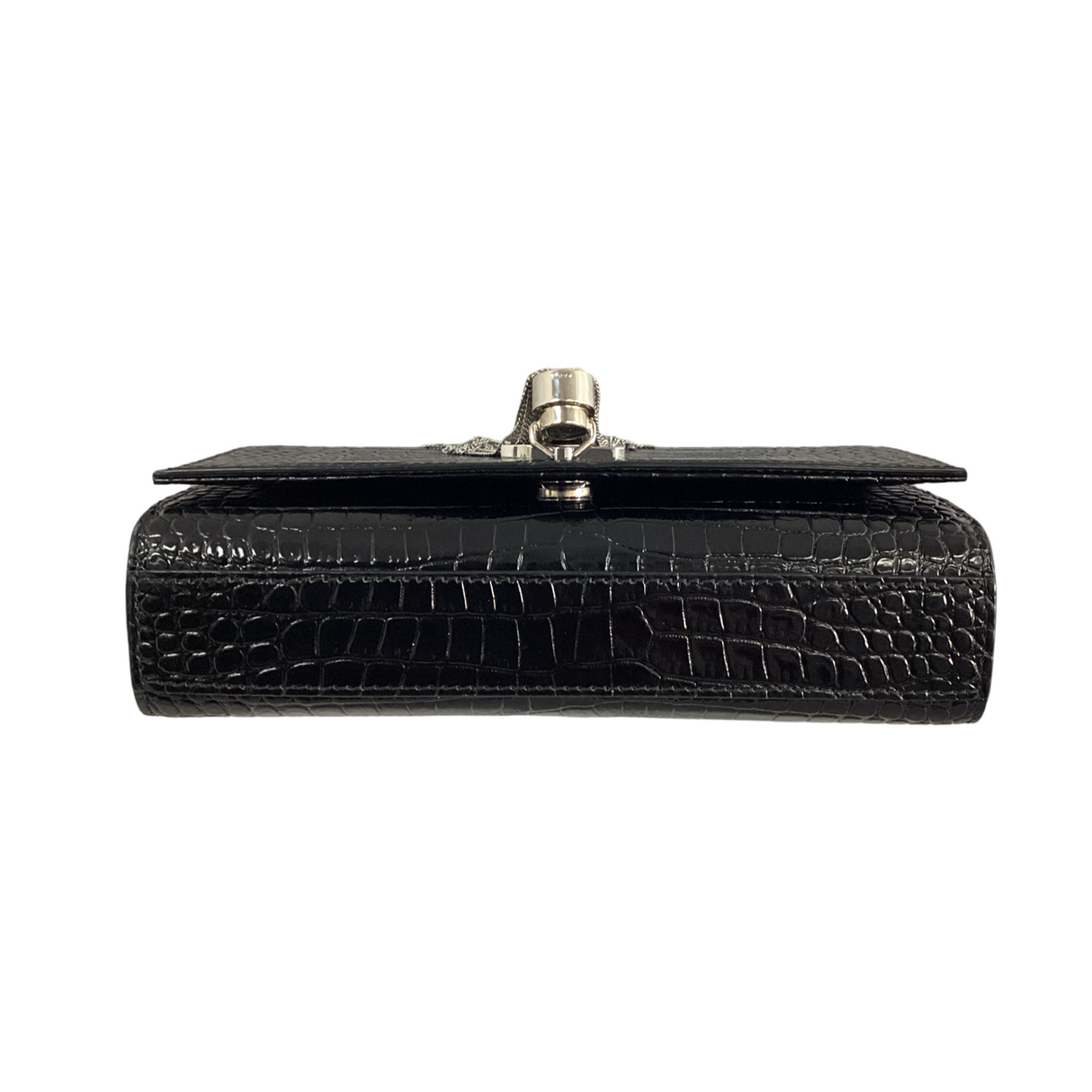 Saint Laurent(YSL) Medium Black Embossed Crocodile leather Kate
