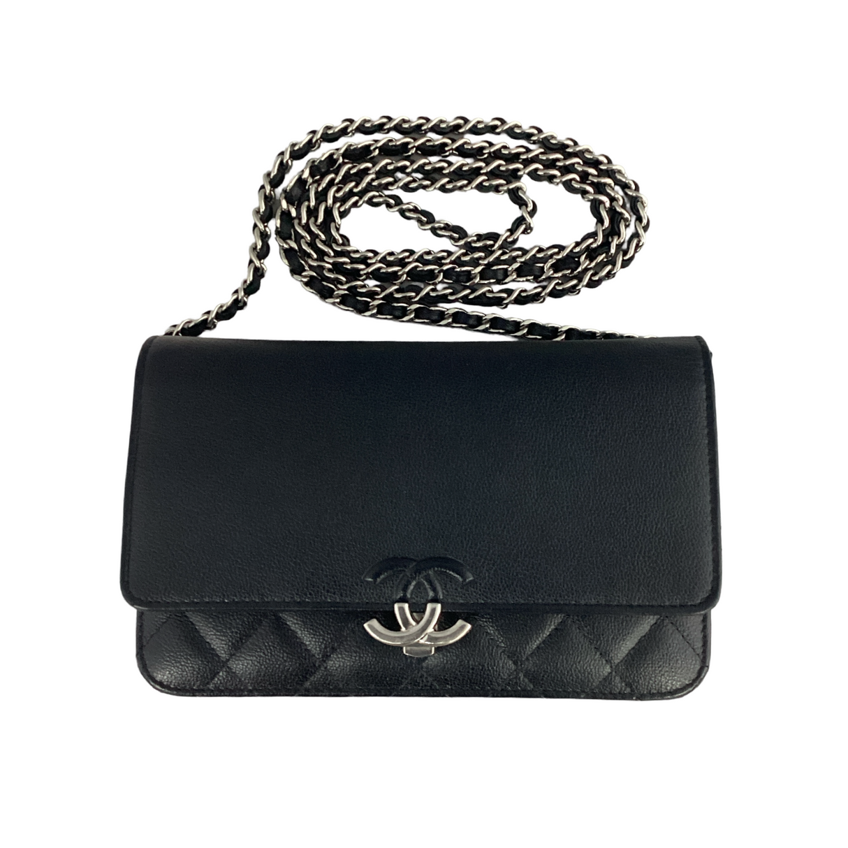 Chanel Grained Calfskin Quilted CC Box Wallet on Chain