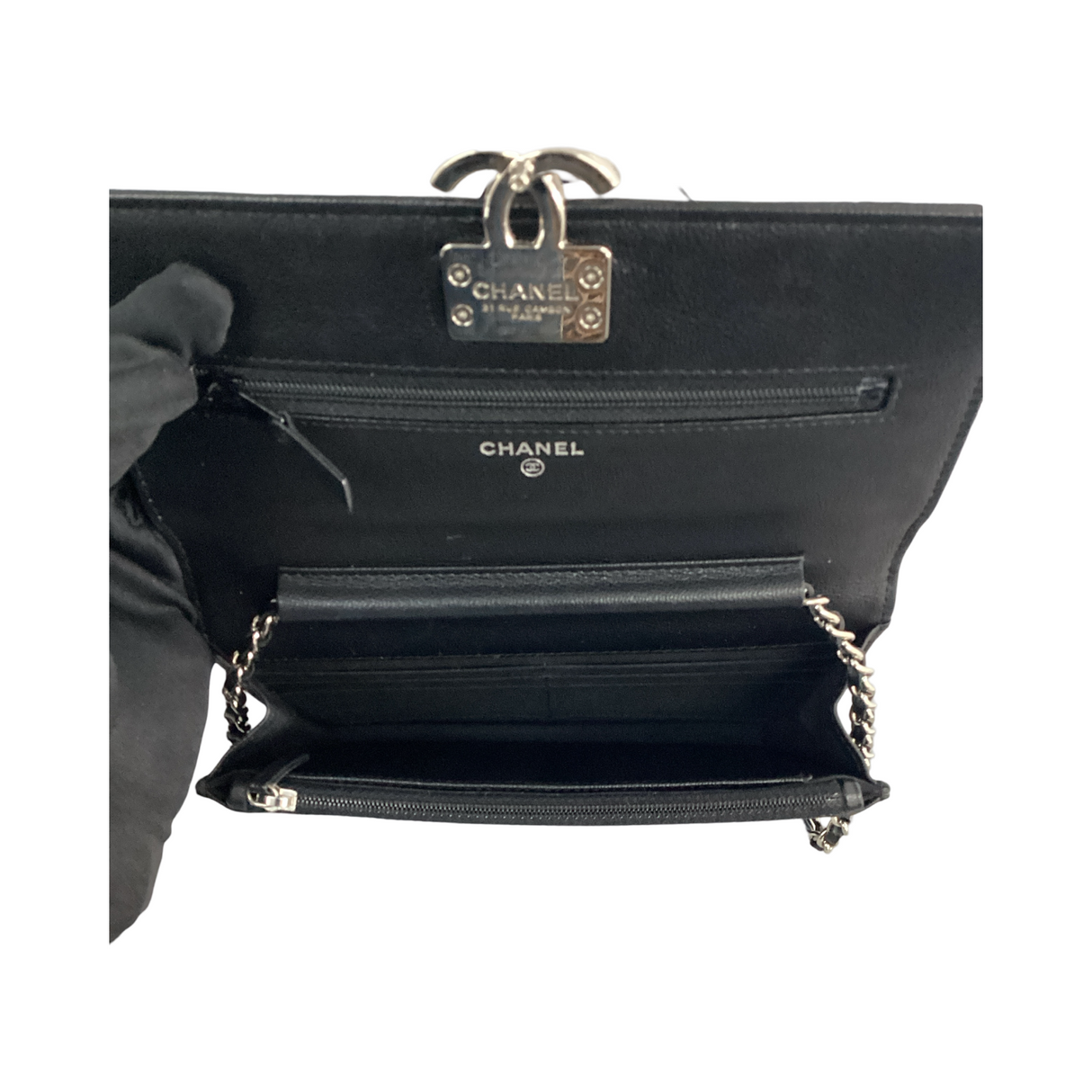 Chanel Grained Calfskin Quilted CC Box Wallet on Chain