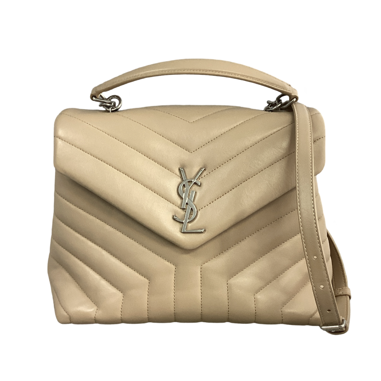 Saint Laurent (YSL) Quilted Monogram Large Top Handle LouLou with Strap