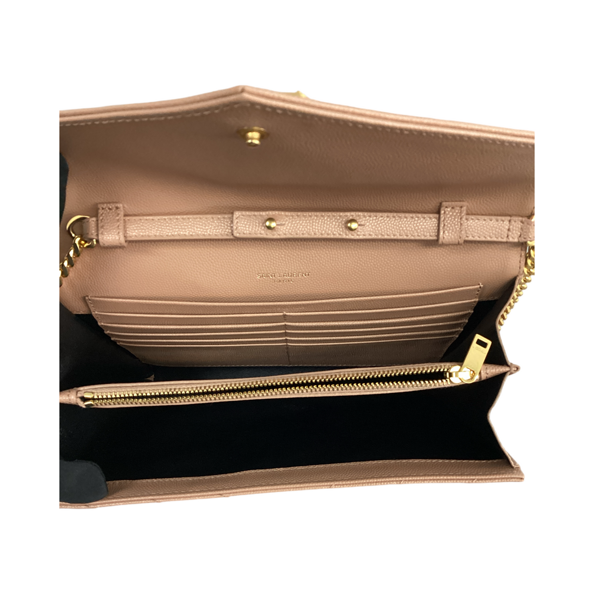 Saint Laurent (YSL) Large Wallet On Chain Dark Peach