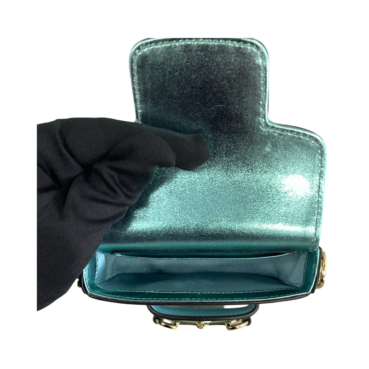 Gucci Mini Horsebit 1955 Metallic Green