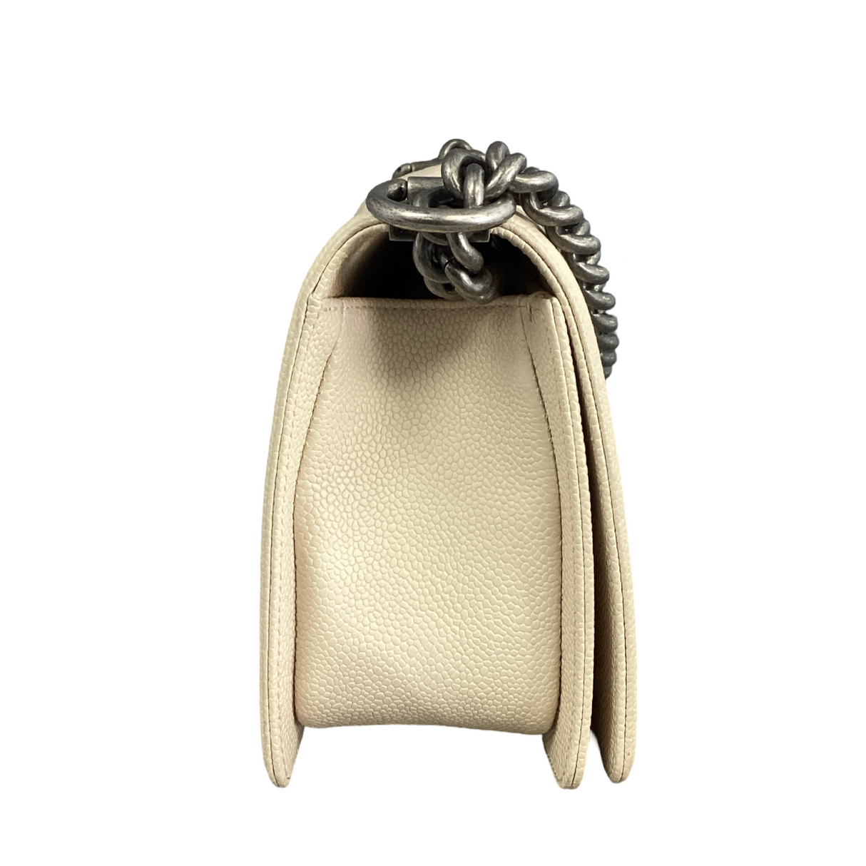 Chanel-Off White Caviar Boy Bag Medium