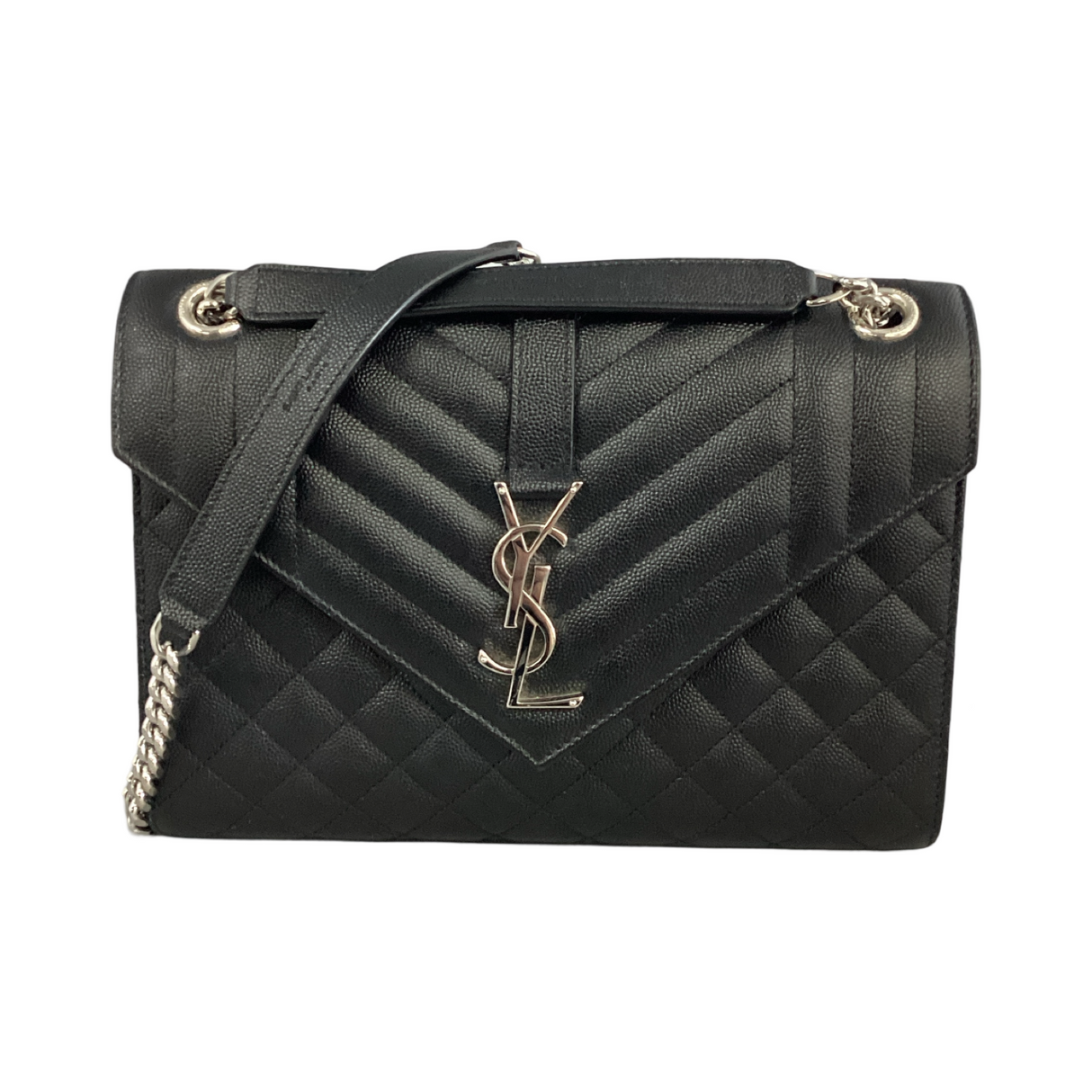 Saint Laurent (YSL) Medium Triquilt Envelope Flap Bag Black