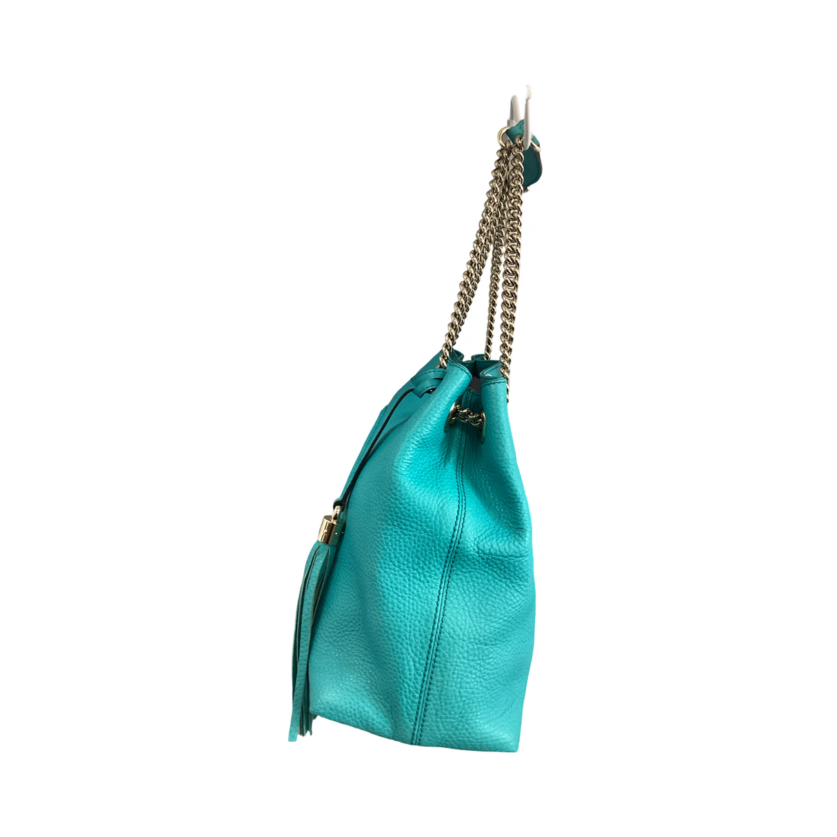 Gucci Soho Teal Pebble Medium Shoulder Tote