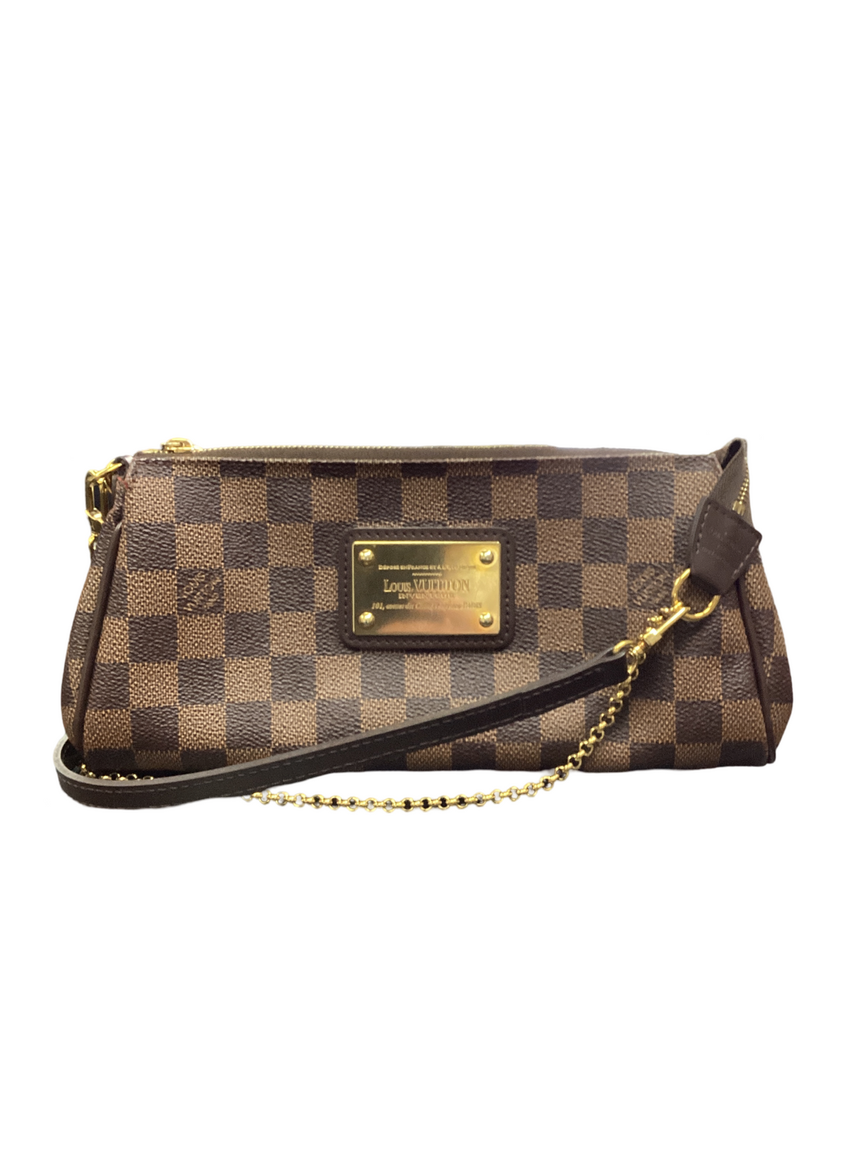 Louis Vuitton Damier Ebene Eva Clutch w Strap Couture LV