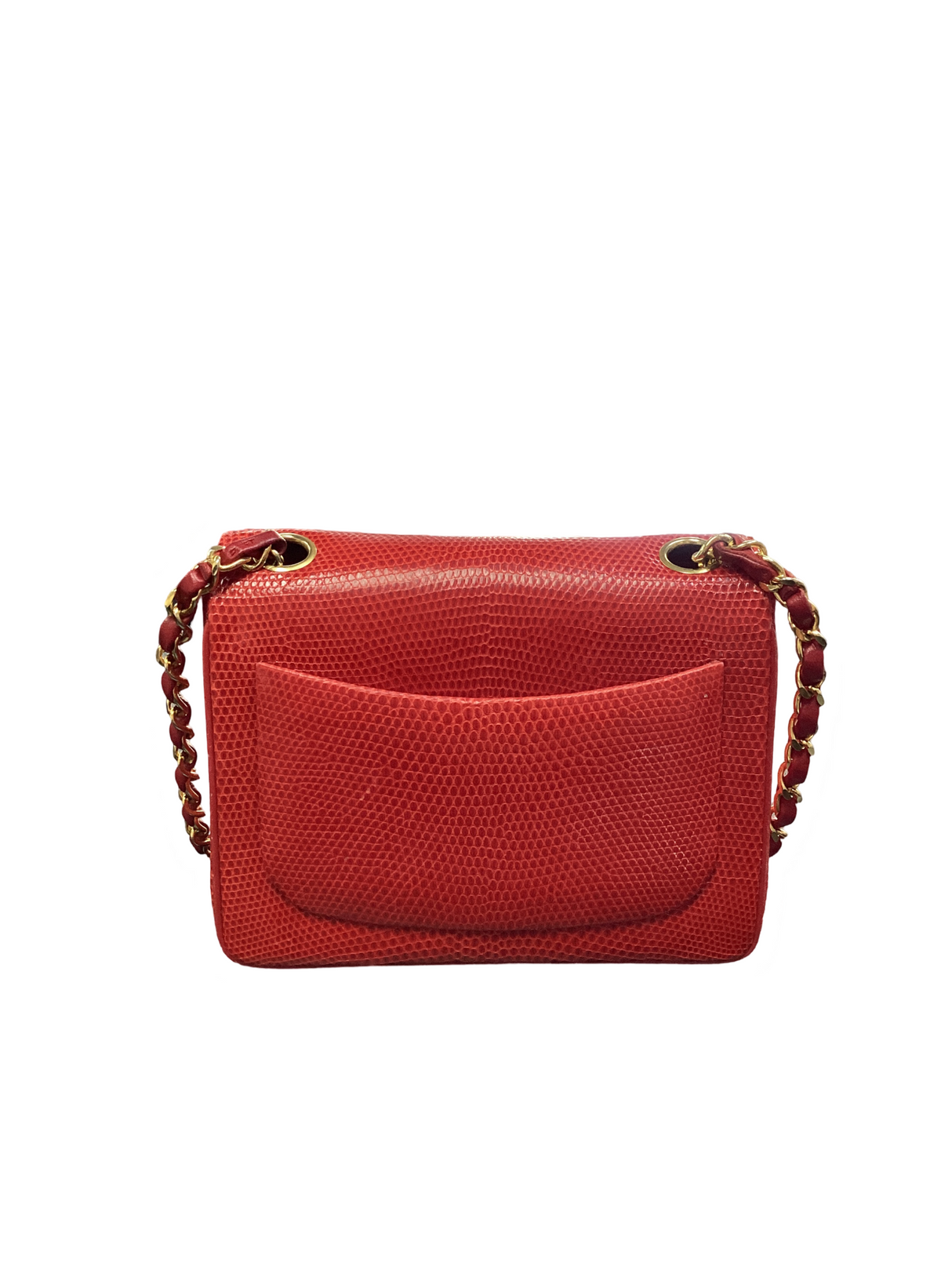 Chanel Vintage Red Lizard Square Mini Flap Bag