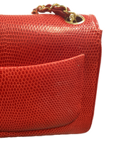 Chanel Vintage Red Lizard Square Mini Flap Bag