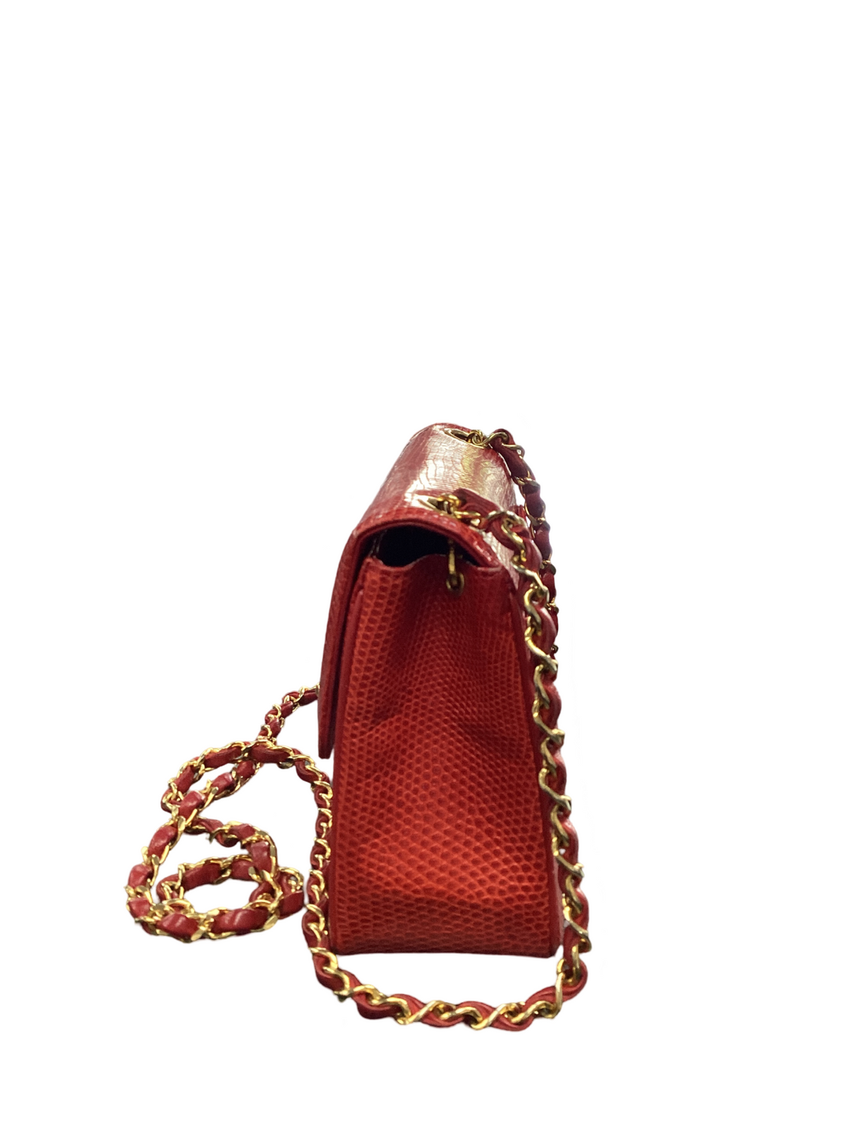 Chanel Vintage Red Lizard Square Mini Flap Bag