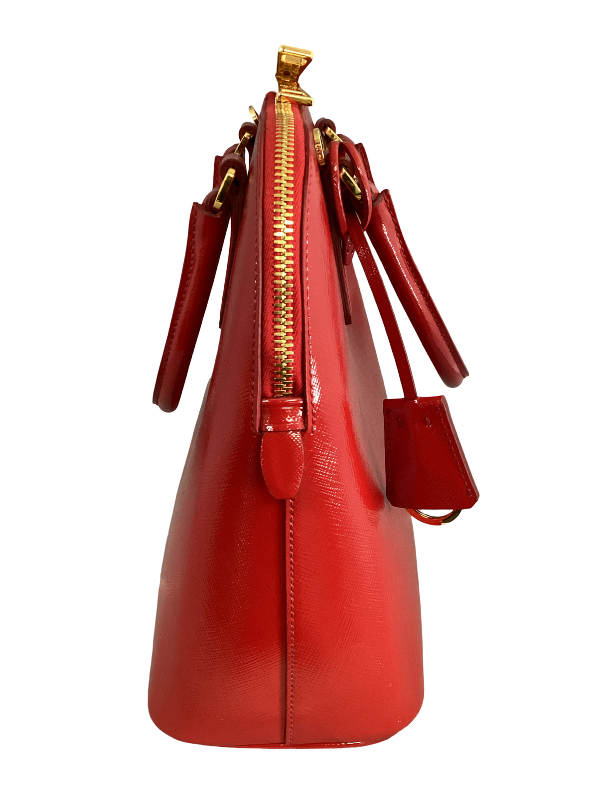 Prada Red Saffiano Vernice Promenade Tote