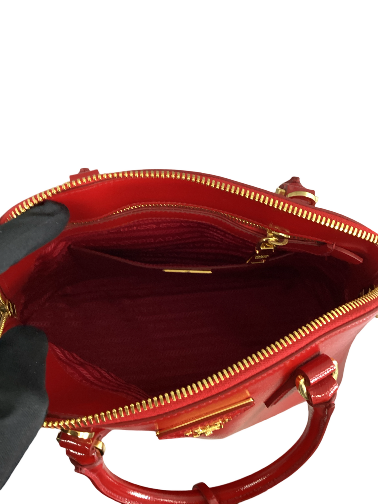 Prada Red Saffiano Vernice Promenade Tote