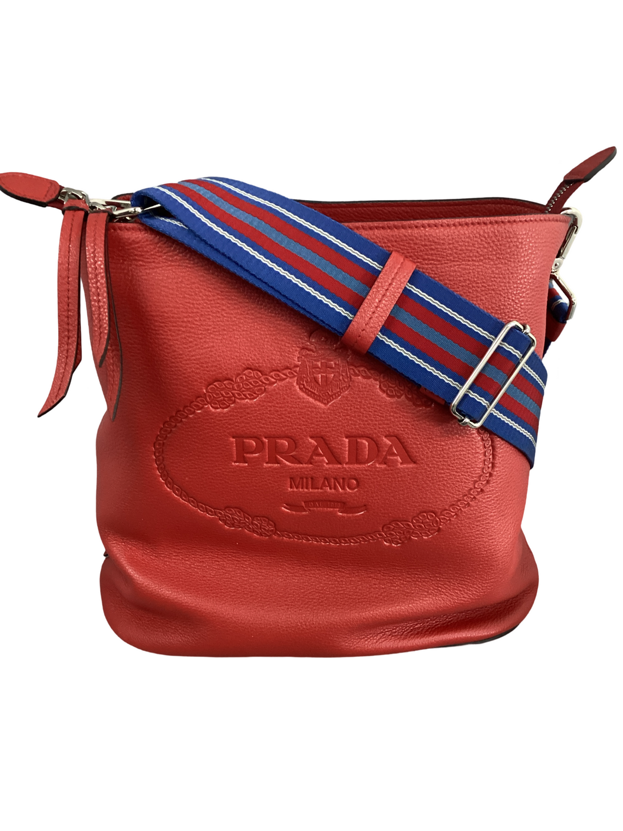 Prada Red Vitello Phenix Bucket Bag