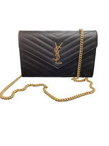 Yves Saint Laurent (YSL) Black Monogram Medium Envelope Chain Bag