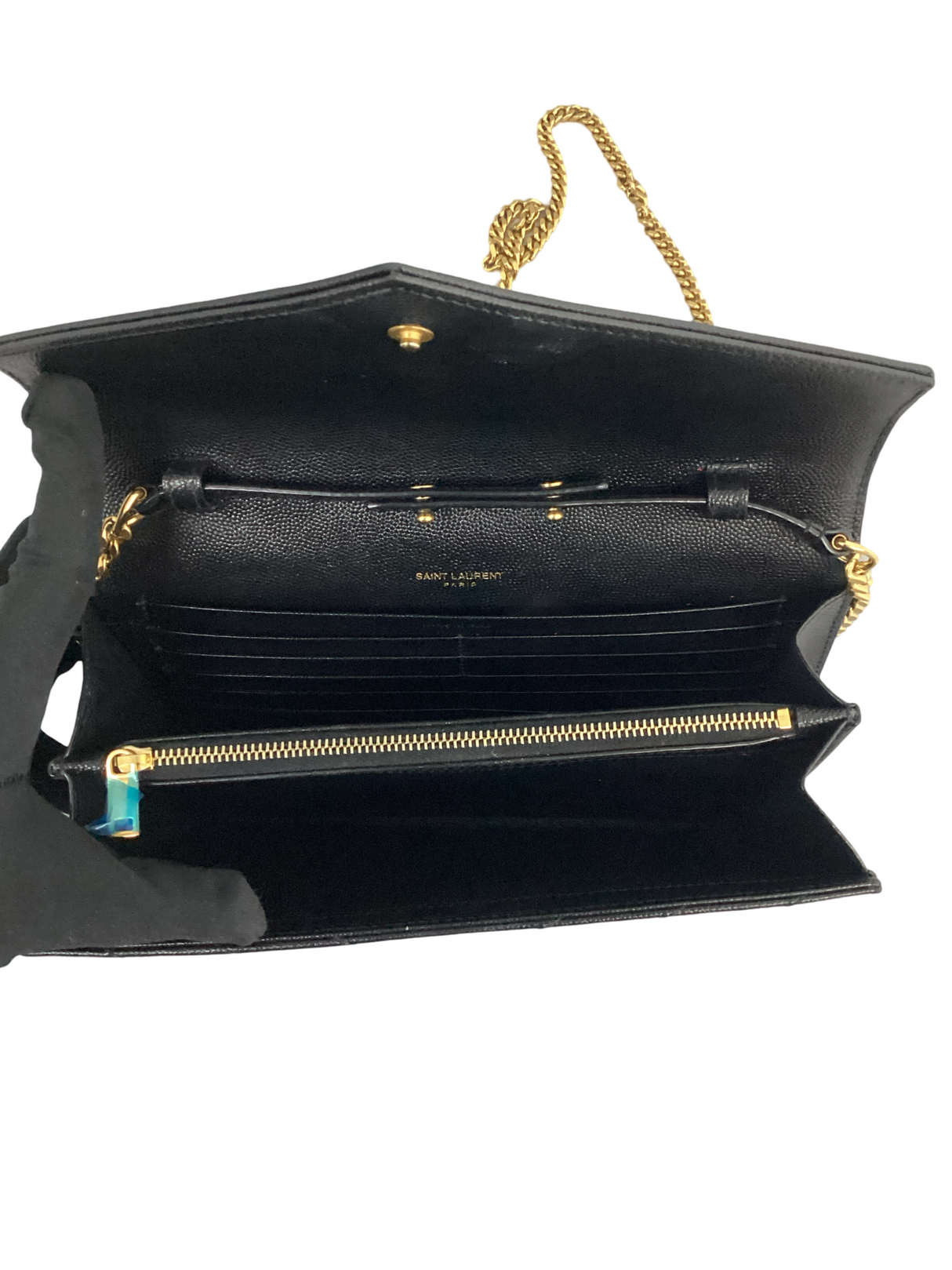 Yves Saint Laurent (YSL) Black Monogram Medium Envelope Chain Bag