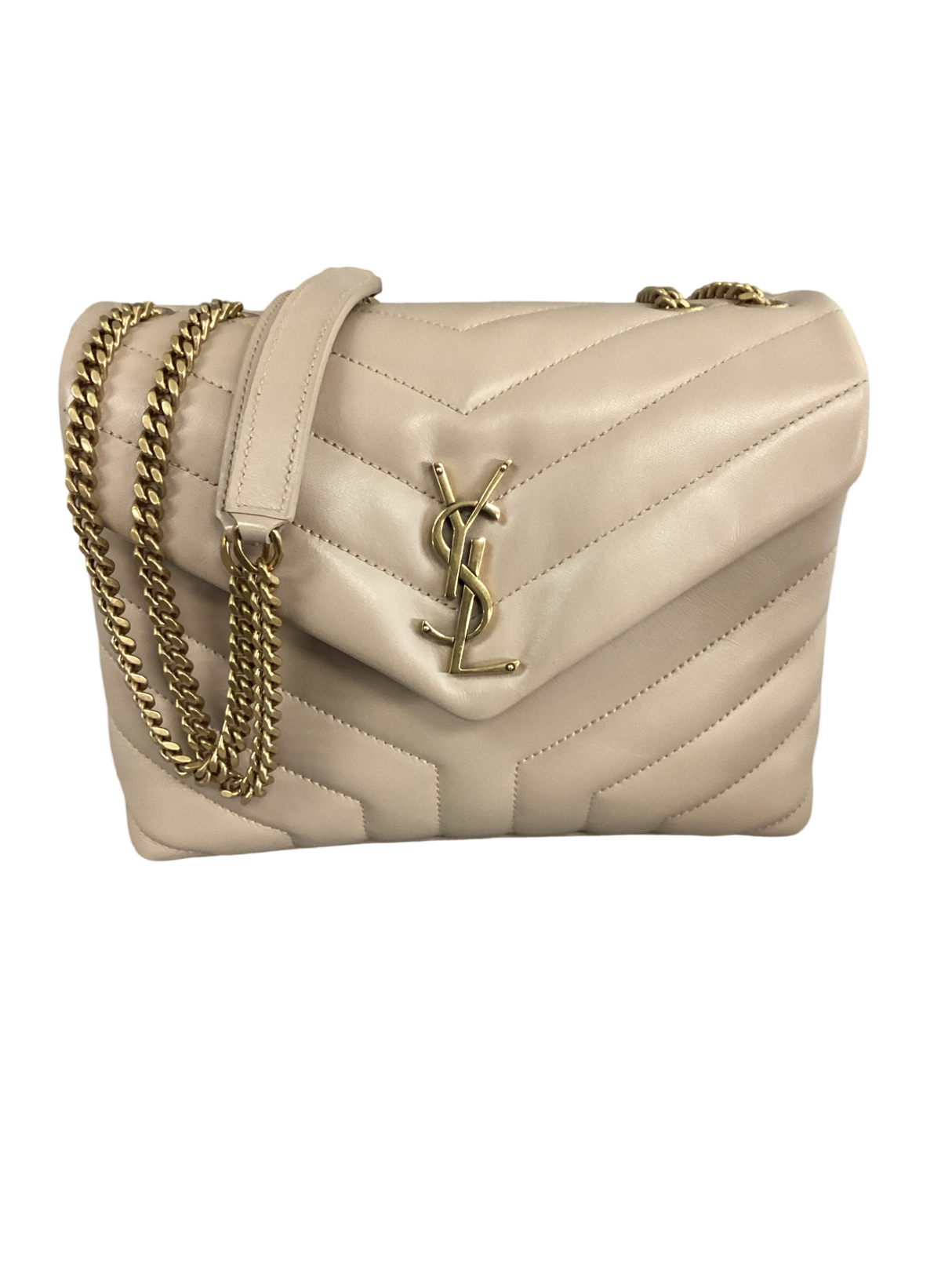 Yves Saint Laurent (YSL) Small Beige Monogram Matelasse Loulou Bag