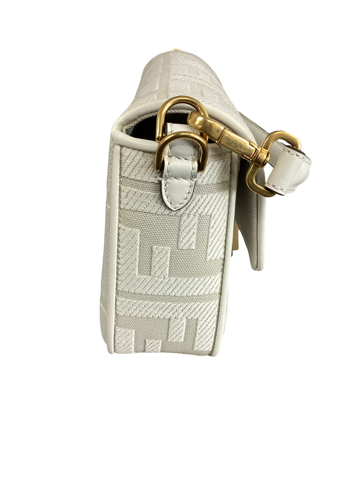 Fendi Medium White Nappa Trimmed Baguette